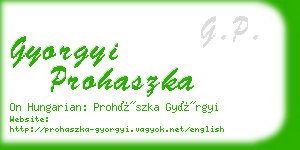 gyorgyi prohaszka business card